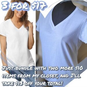 NWOT Gildan White Heavy Cotton V-neck Short Sleeve T-shirt